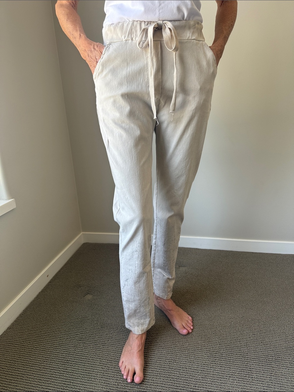 Drawstring Casual Pants - Light Beige